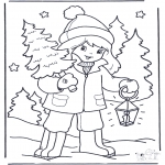 Christmas coloring pages - Child with x-mastree