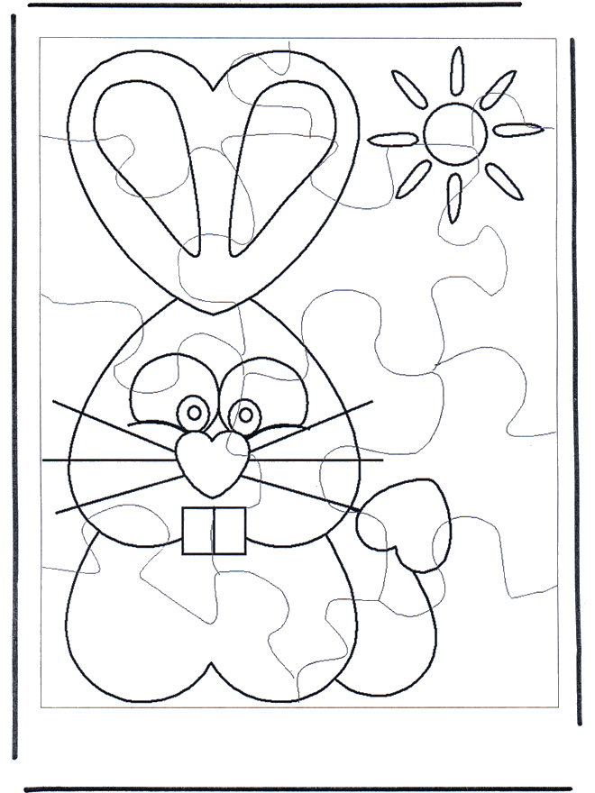 easter bunny coloring. Easter bunny puzzle 1
