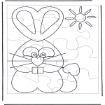 Theme coloring pages - Easter bunny puzzle