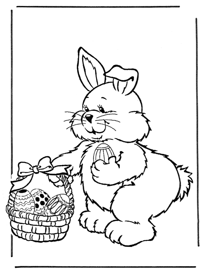 easter bunnies coloring pages. Easter bunny with eggs 2