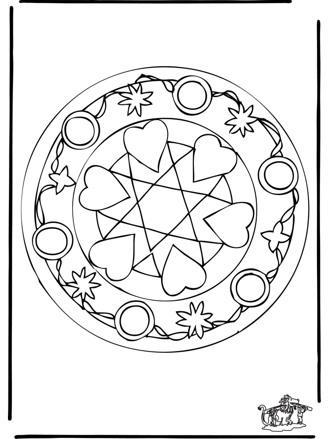 coloring pages of flowers and hearts. Mandala hearts 5