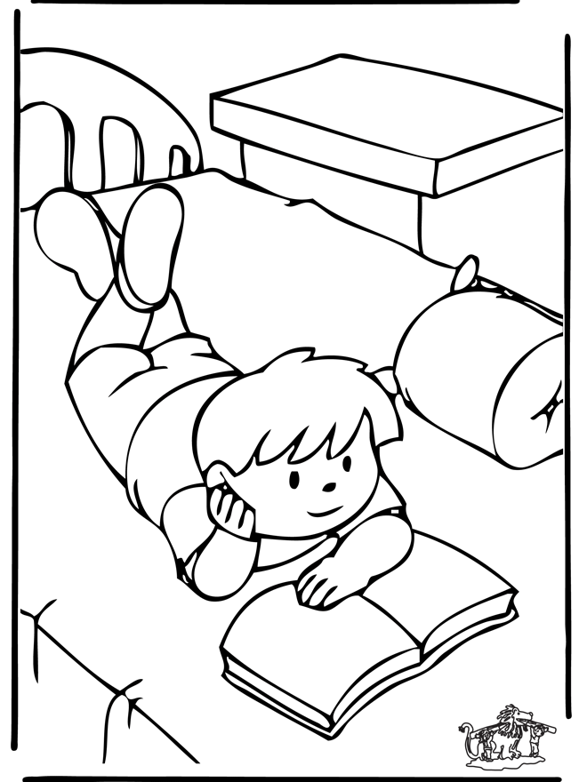 Kids coloring pages / Children coloring page / Reading 3