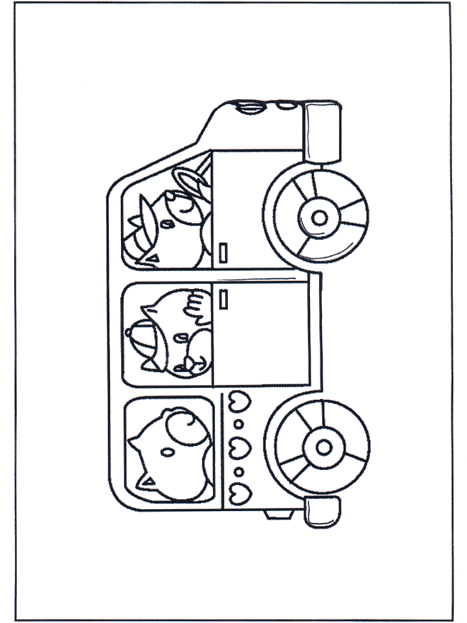 school bus coloring page. School bus with children