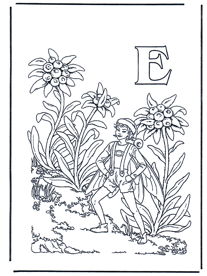 Alphabet E - Alphabeth coloring pages