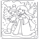 Christmas coloring pages - Angel and boy