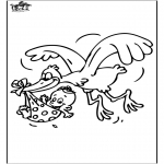 Theme coloring pages - Baby and Stork 1