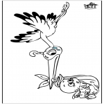 Theme coloring pages - Baby and Stork 2