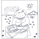 Kids coloring pages - Baby in pram