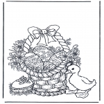 Theme coloring pages - Basket with eggs