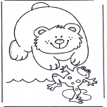 Animals coloring pages - Bear and frog