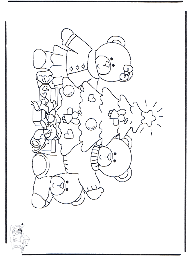 Bear at x-mastree - Coloring pages Christmas