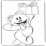 Theme coloring pages - Bear with present