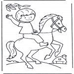 Animals coloring pages - Boy on horse