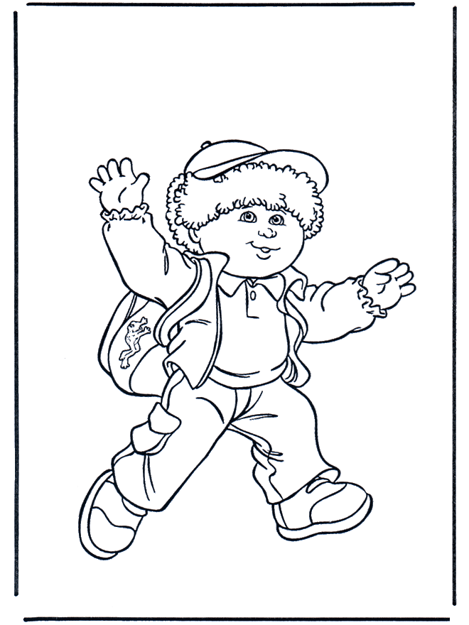 Boy with bag - Children coloring page