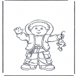 Kids coloring pages - Boy with fish