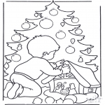 Christmas coloring pages - Boy with x-mastree