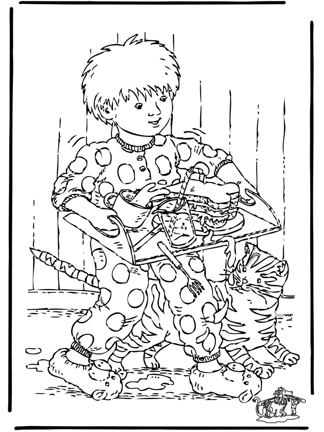 Breakfast in bed - Children coloring page