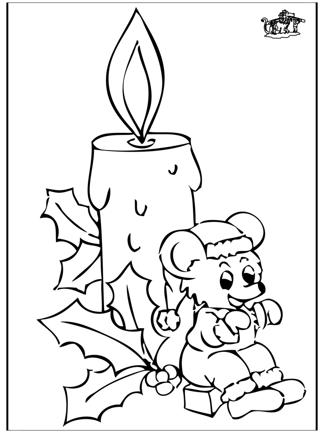 Candle and mouse - Coloring pages Christmas