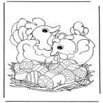 Theme coloring pages - Chicken with Easter eggs