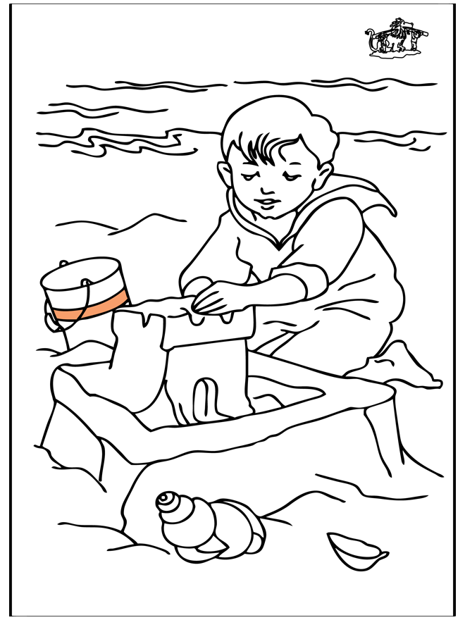 Child at the sea - Children coloring page