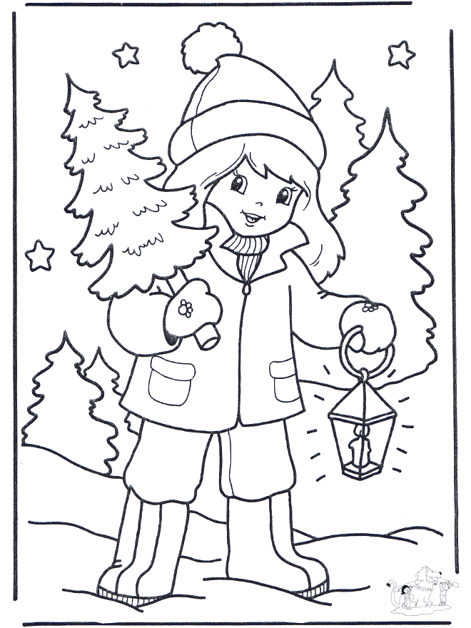 Child with x-mastree 1 - Coloring pages Christmas