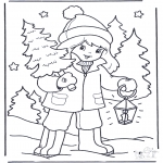 Christmas coloring pages - Child with x-mastree 1