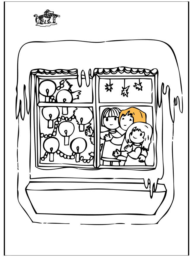 Christmas at the tree - Coloring pages Christmas