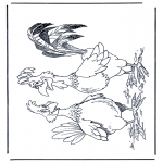 Animals coloring pages - Cock and chicken