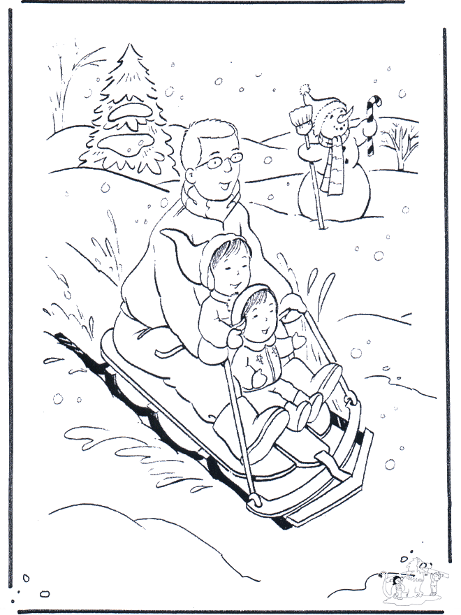 Coloring page sledge - Snow