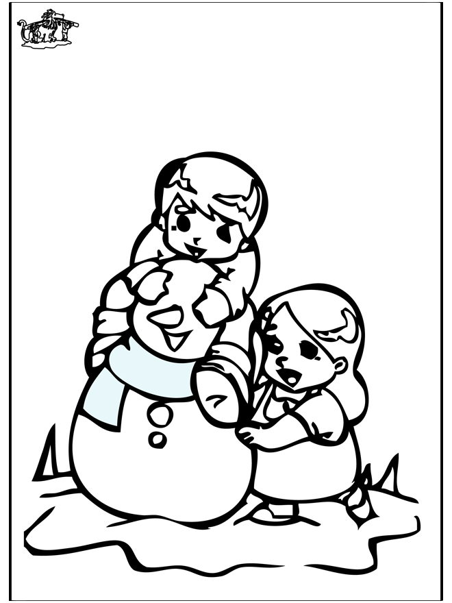 Coloring pages Snowman 3 - Snow