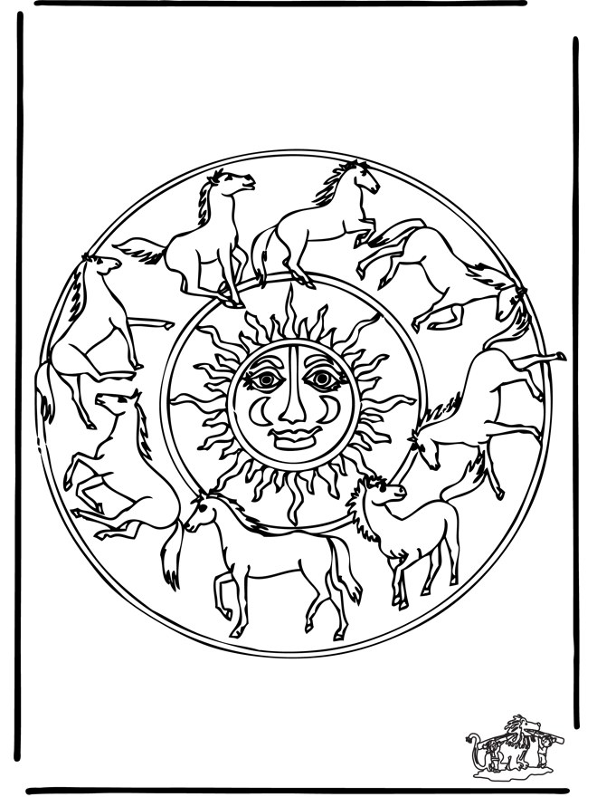 Coloring picture mandala horse - Animal mandalas