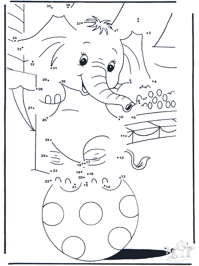 Connect the Dots - elephant 2 - Number picture