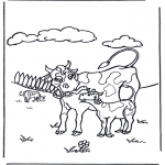 Animals coloring pages - Cow and calf