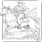 Animals coloring pages - Cowboy and horse