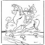 Animals coloring pages - Cowboy on horse