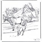 Animals coloring pages - Deer in the snow