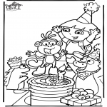 Theme coloring pages - Dora birthday