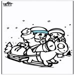 Winter coloring pages - Drawing sled 2