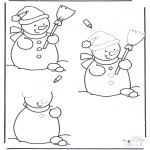 Winter coloring pages - Drawing snowman