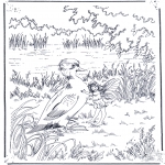 Animals coloring pages - Duck with elf