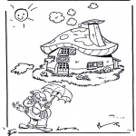 Kids coloring pages - Dwarf near his house