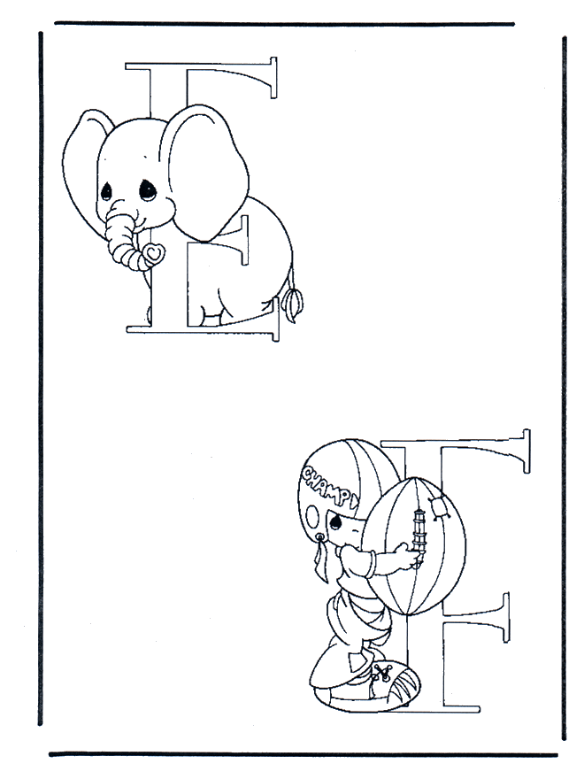 E and F - Alphabeth coloring pages