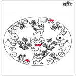 Theme coloring pages - Easter bunnies - Pricking card 3