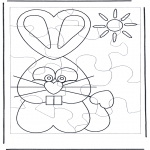 Theme coloring pages - Easter bunny puzzle 1