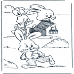 Theme coloring pages - Easter bunny with basket