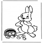 Theme coloring pages - Easter bunny with eggs