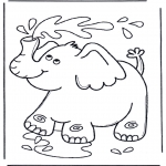 Animals coloring pages - Elephant  blows water