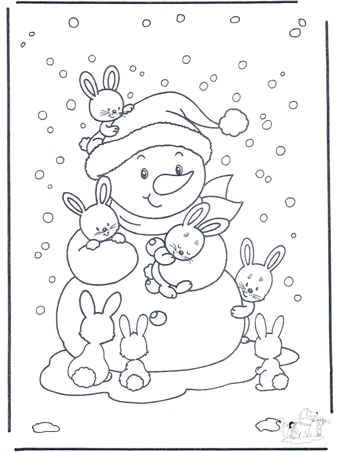 Free coloring pages rabbit   Winter animals
