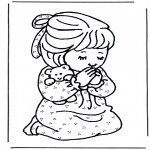 Bible coloring pages - Girl prays