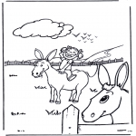 Animals coloring pages - Girl with donkey